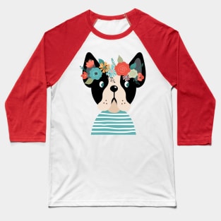 Floral French Bulldog Baseball T-Shirt